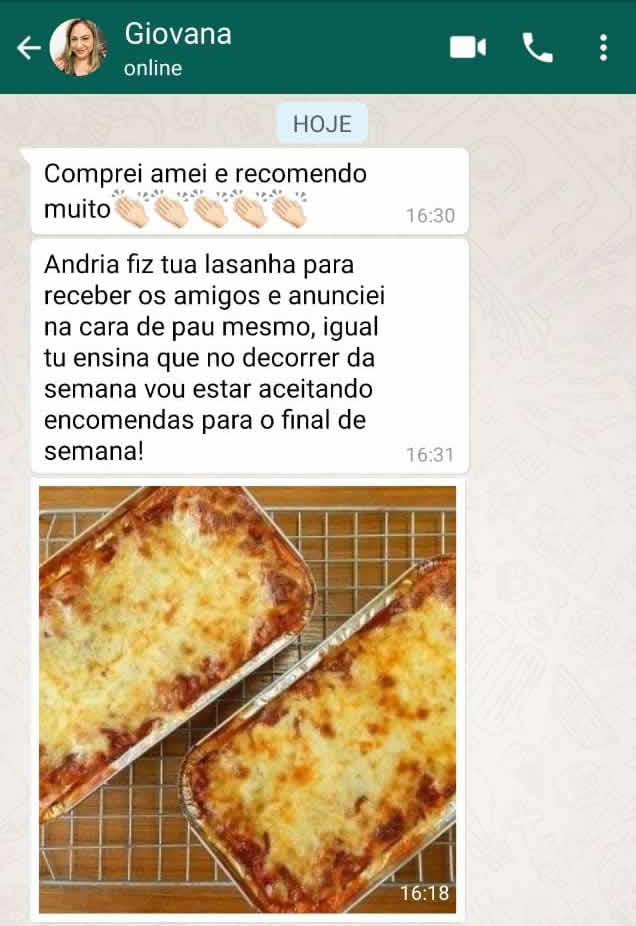 Depoimento sobre venda de lasanhas e massas